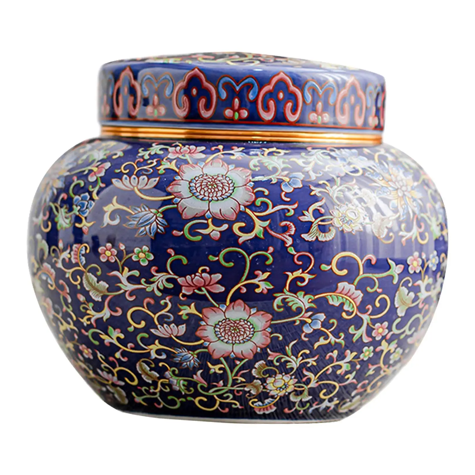 Ceramic Ginger Jar Vase with Lid Flower Arrangement Chinese Style Desktop Tea