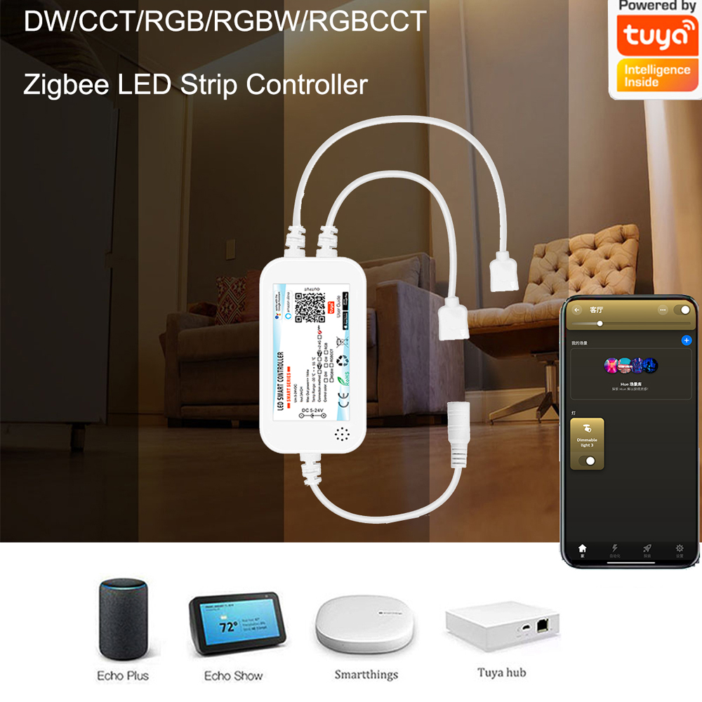 Description Picture 5 of itemZigbee 3.0 Led Controller DC5V 12V 24V Dual Outport CCT/RGB/RGBWW/RGBCCT Led Strip Light Dimmer Smart Tuya Zigbee for SmartThing