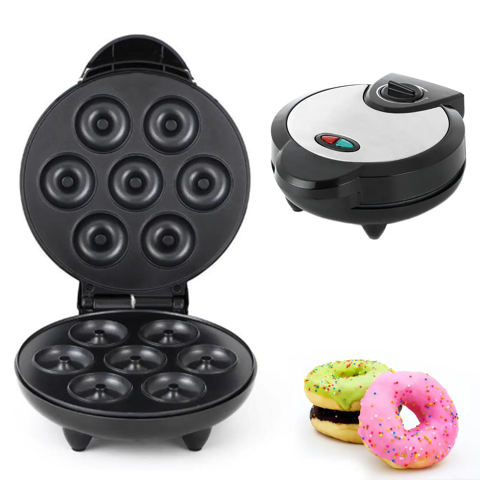 Electric Donut Maker with Reminder Light Nonstick Kitchen Cookware Accessories Baking Tool Household Cake Maker for Home Snack