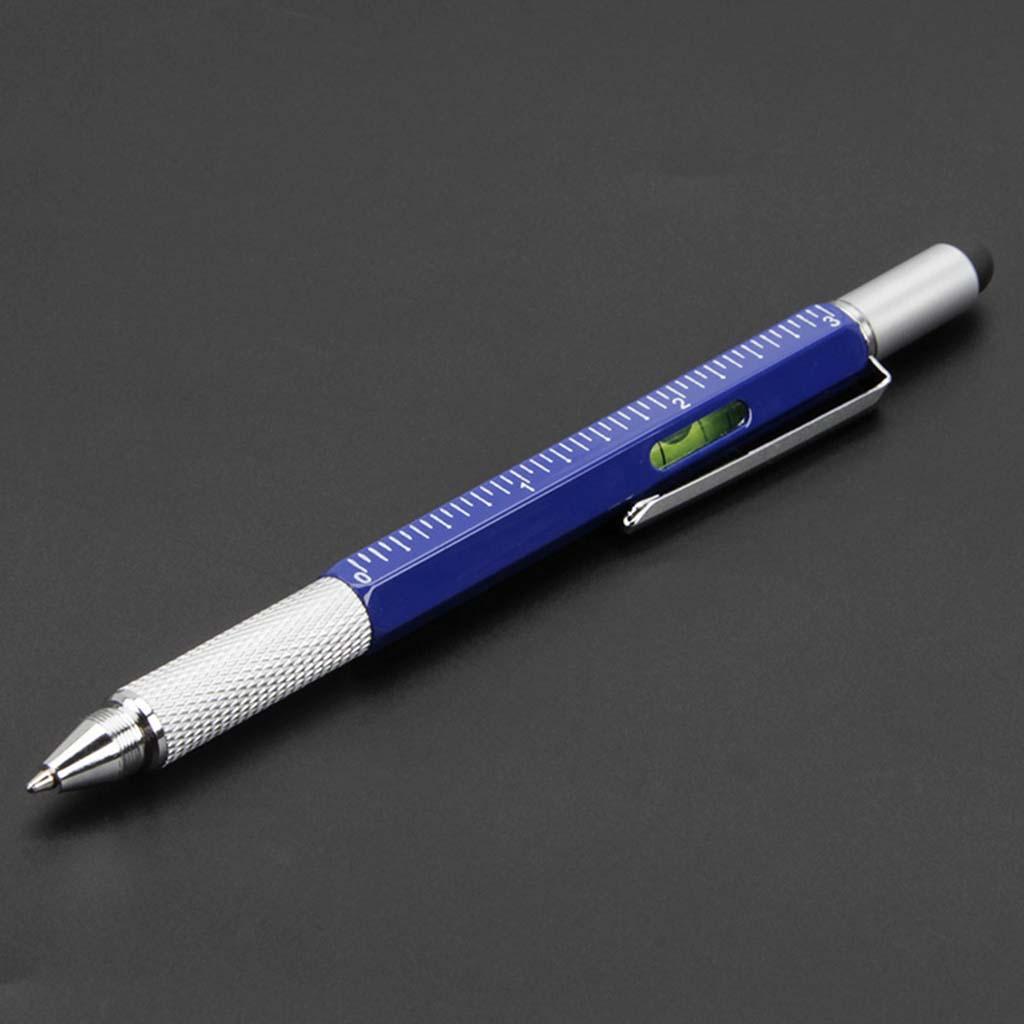 6 in 1 Multitool Tech Tool Pen Level Ruler Gauge Scale Touch Screen Pen Flat/ Cross Screwdriver Combination Ballpoint Pen Stylus