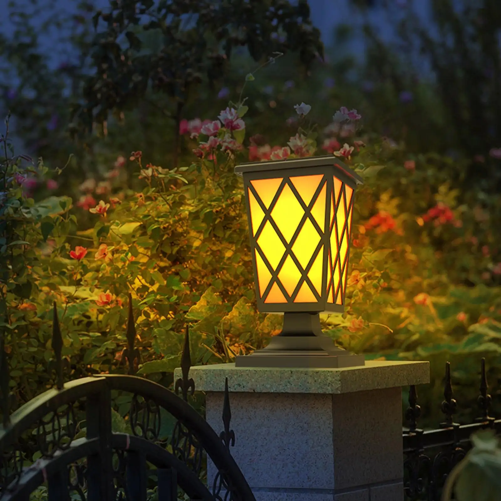 Solar Post Light Flame Light Decorative Lamp LED Solar Light Garden Landscape Lights for Courtyard Balcony Deck Yard Decoration