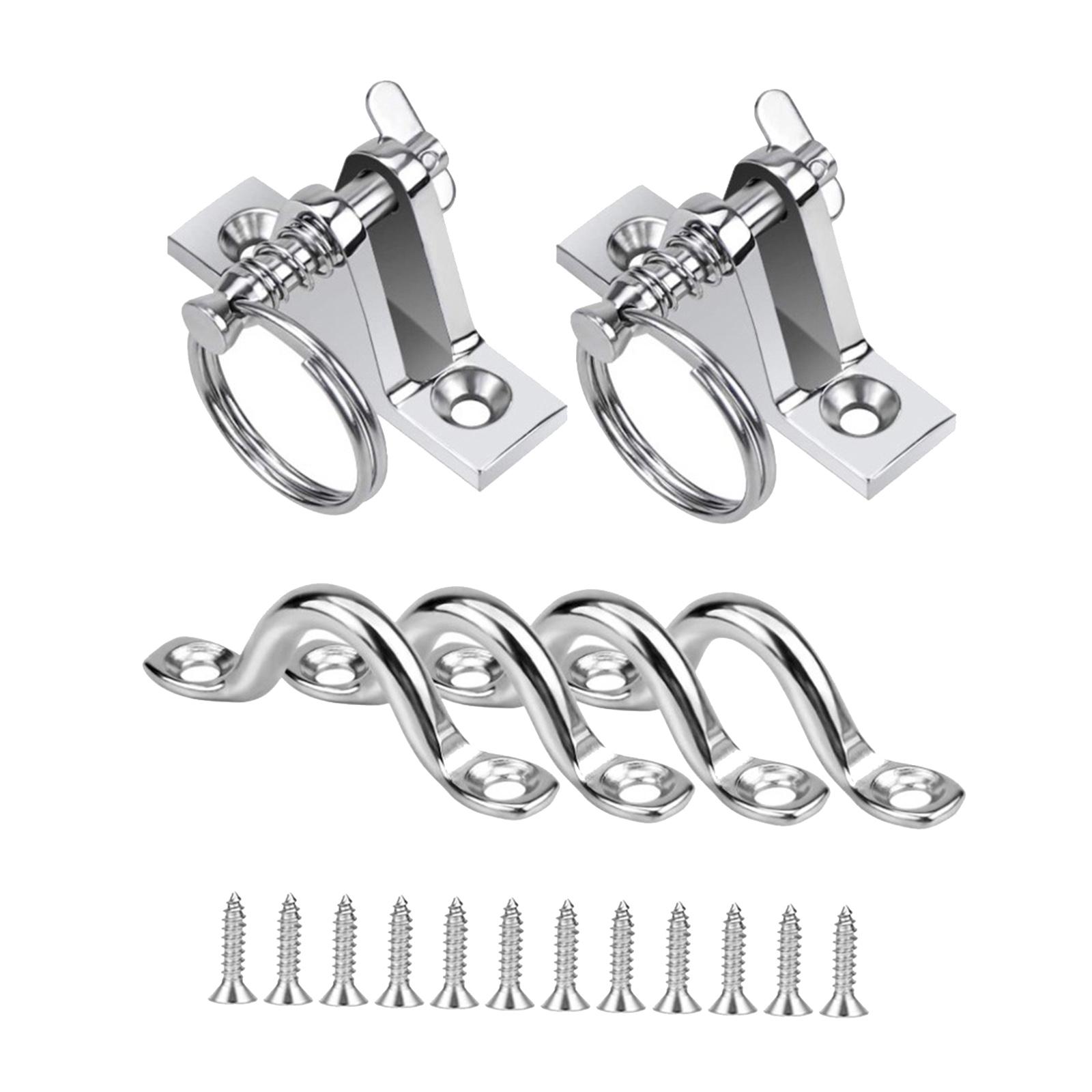 2 Packs 90°Deck Hinge and 4 Packs 3/8 Inch Pad Eye Straps for  Boat Top, 316 Stainless Steel  Tops Hardware Sets