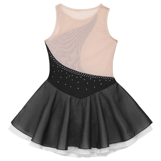 Vestido De Patinaje Artístico Para Mujer - Manga Larga Con Brillantes, Falda De Gasa, Tallas S-XXL