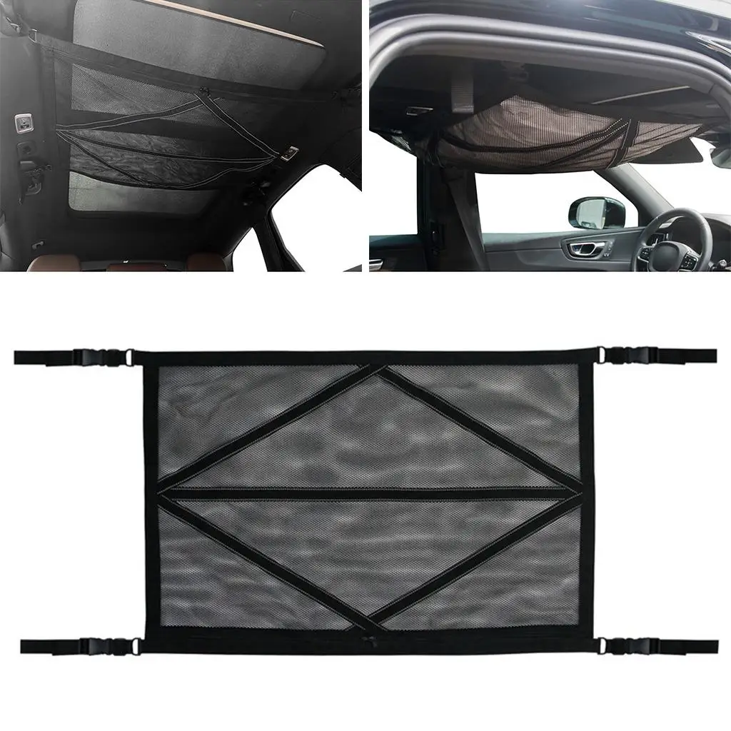 Interior Car Ceiling Storage Bag Mesh Roof Organizer for Tent Camping