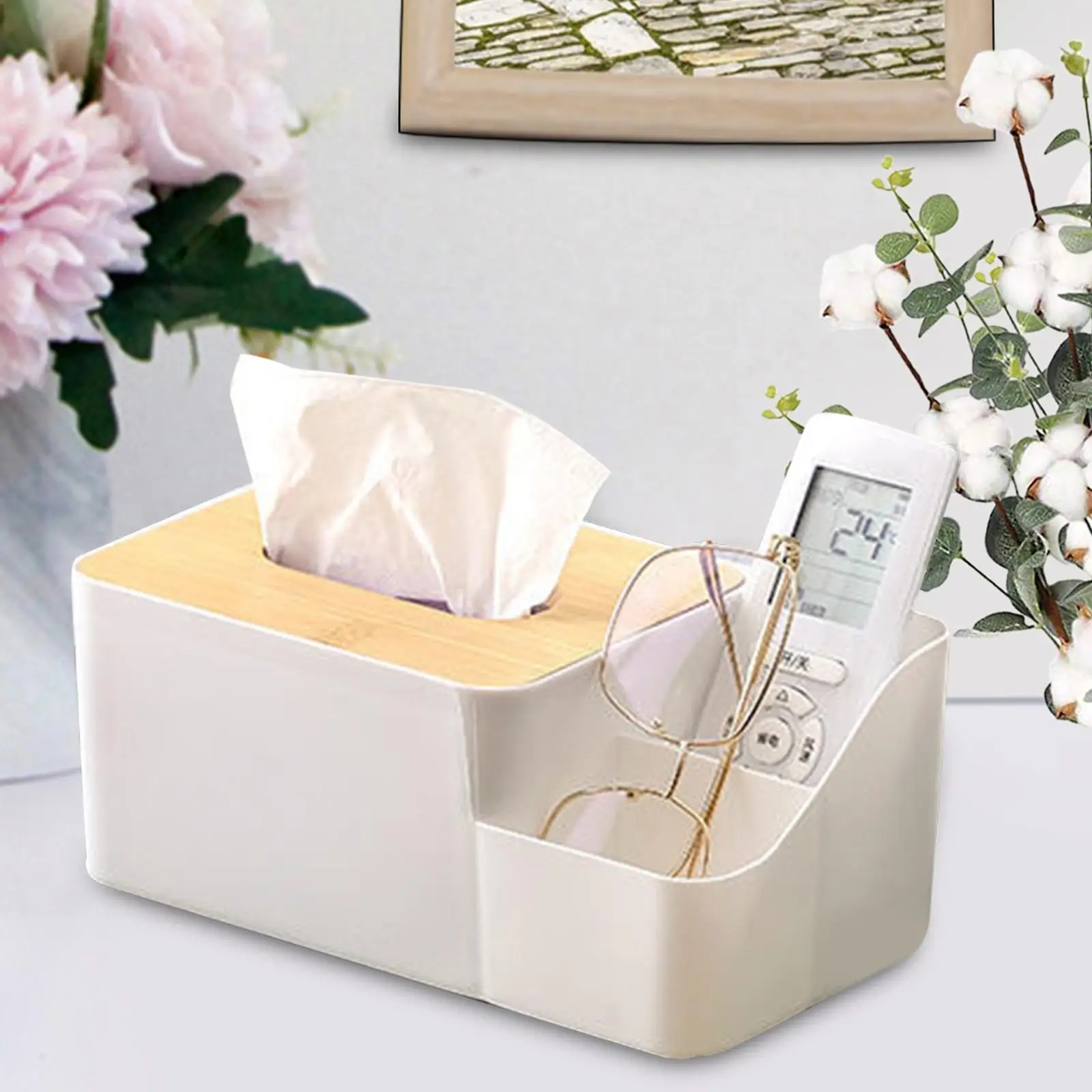 Waterproof Tissue Holder Dustproof Decoration Napkin Paper Storage Facial Tissues Container Organizer for Bedside Table Bedroom