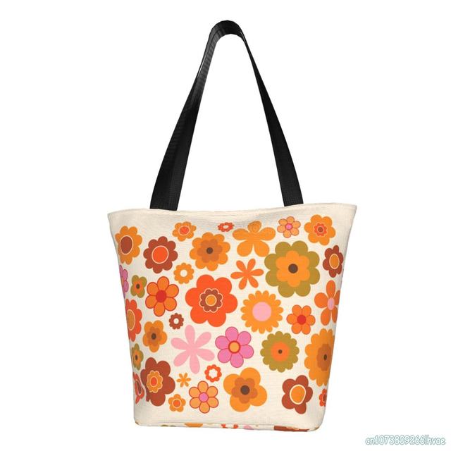 Womens Retro Floral Print, 70s 80s Handbag, PU Leather popular Shoulder Bag, alt shoulder bag, Travel Bag, Gifts for her, Gift for Mothers,