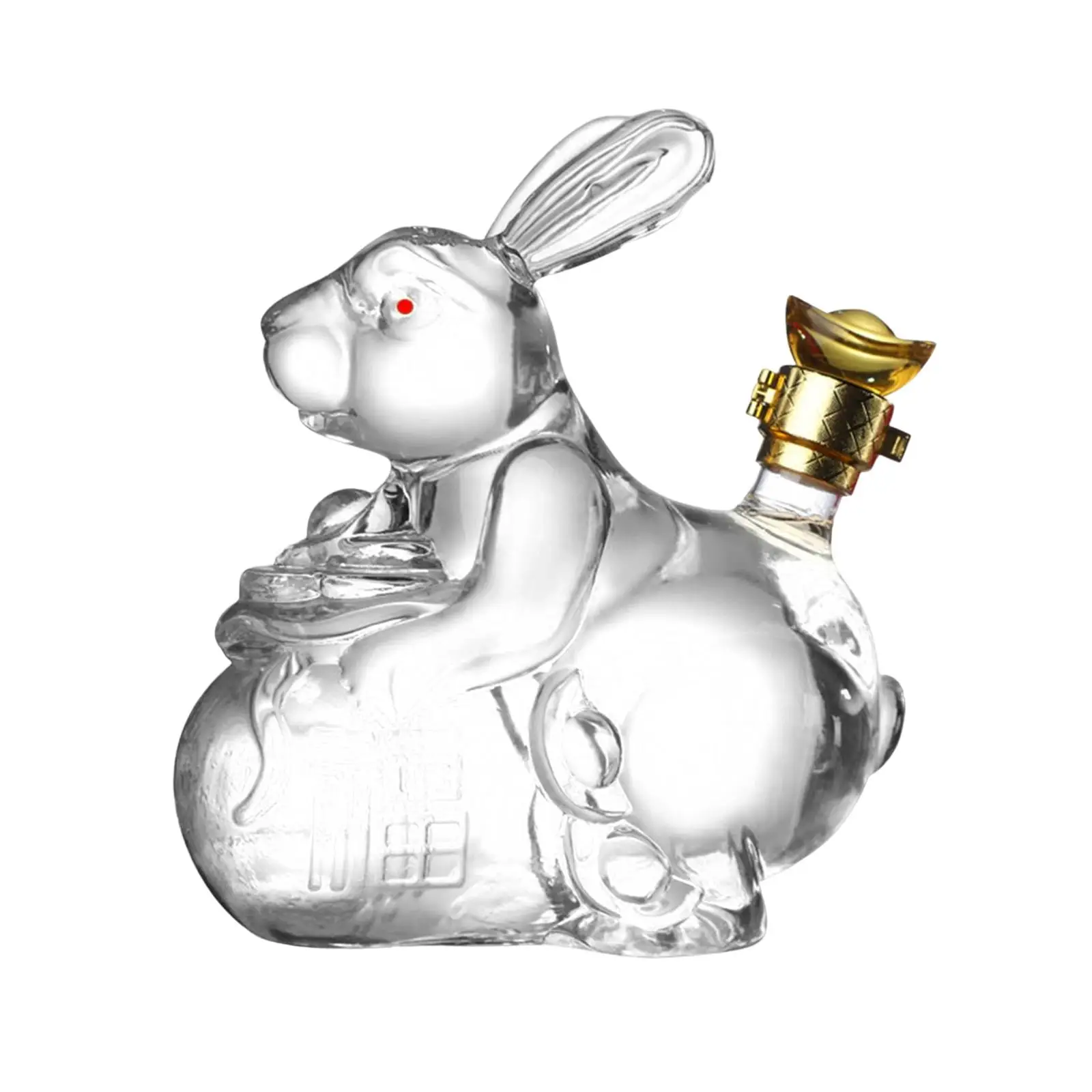 Rabbit Decanter Bottle Hand Blown with Stopper Clear for Office Home