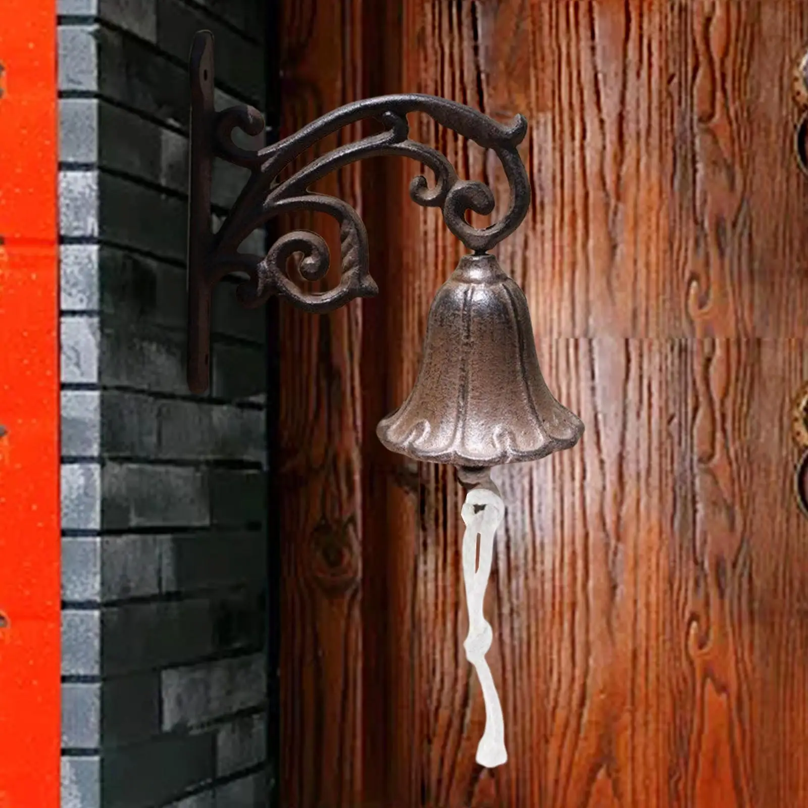Rustic Cast Iron Hand Bell Iron Cast Dinner Bell Welcome Sign Wall Decorative Accessories Front Doorbell for Outdoor Indoor Wall