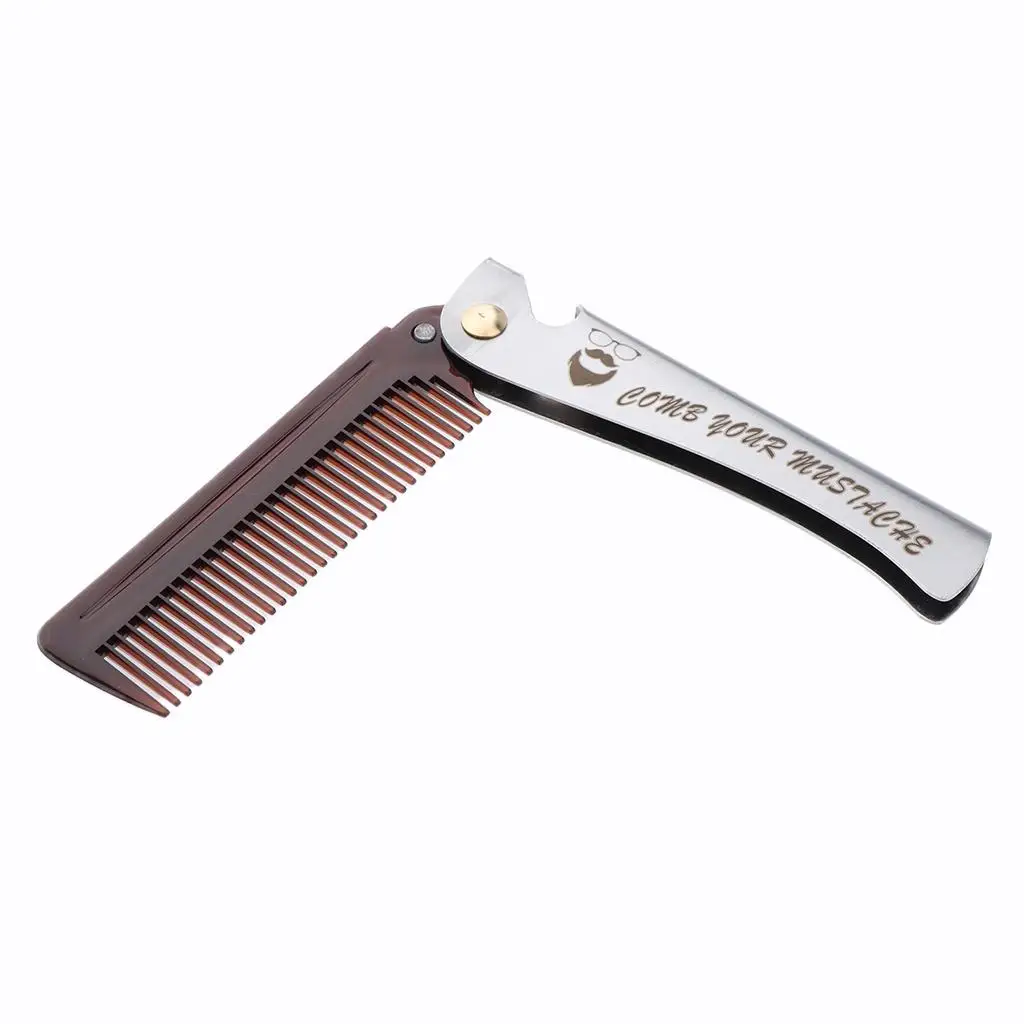 Pocket Stainless Steel Folding Mustache Grooming Comb Hair Styling Comb