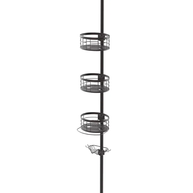 Bathroom Organizer Adjustable Tension Shower Pole Caddy, 4 Shelves, Satin  Nickel - AliExpress