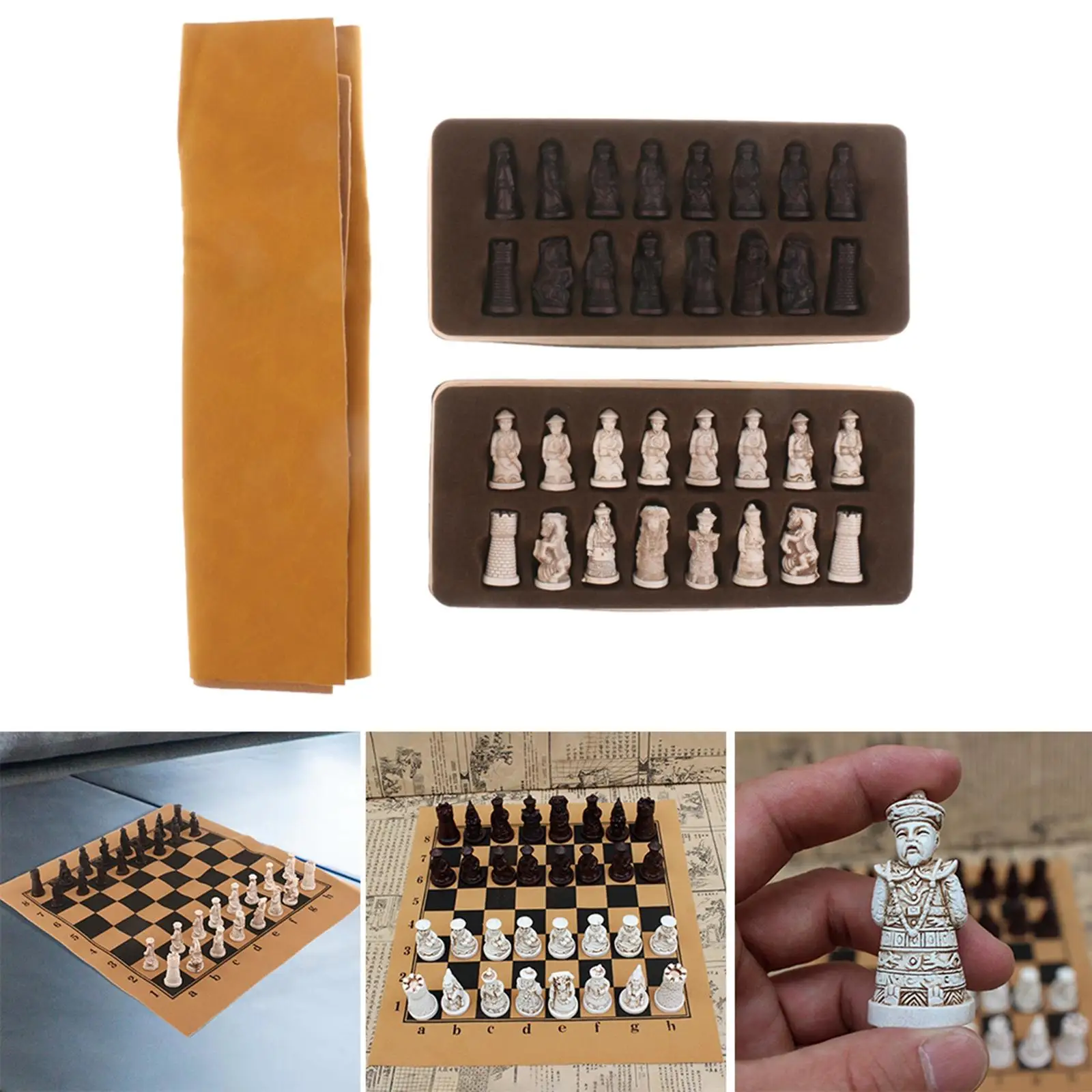 Chinese Chess Pieces Set And Storage Slots for Intellectual Development Kids