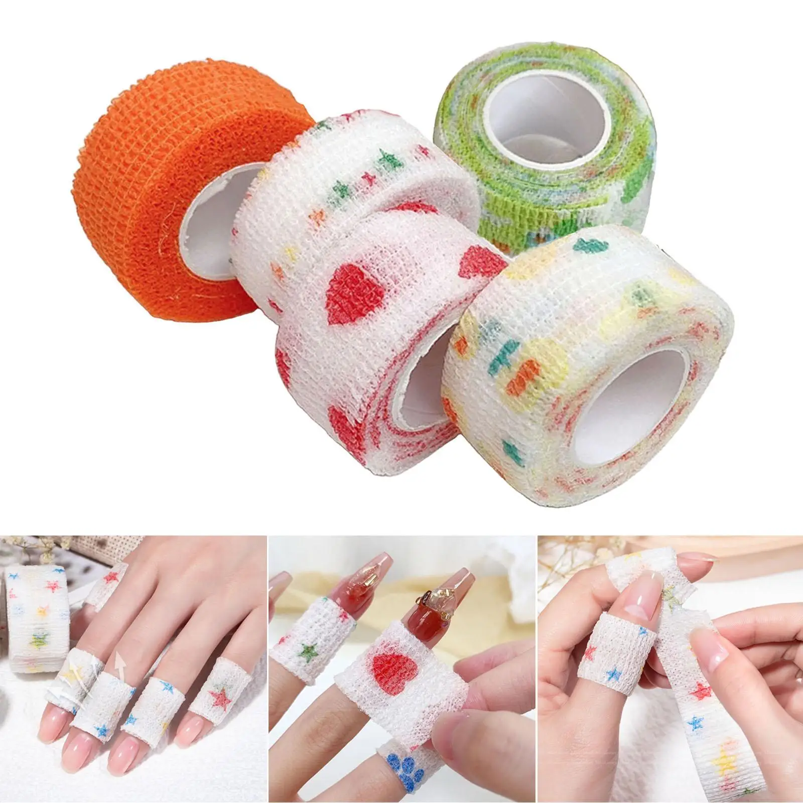 5 Rolls Self Adherent Cohesive Bandages Non Woven for Nail  Soft