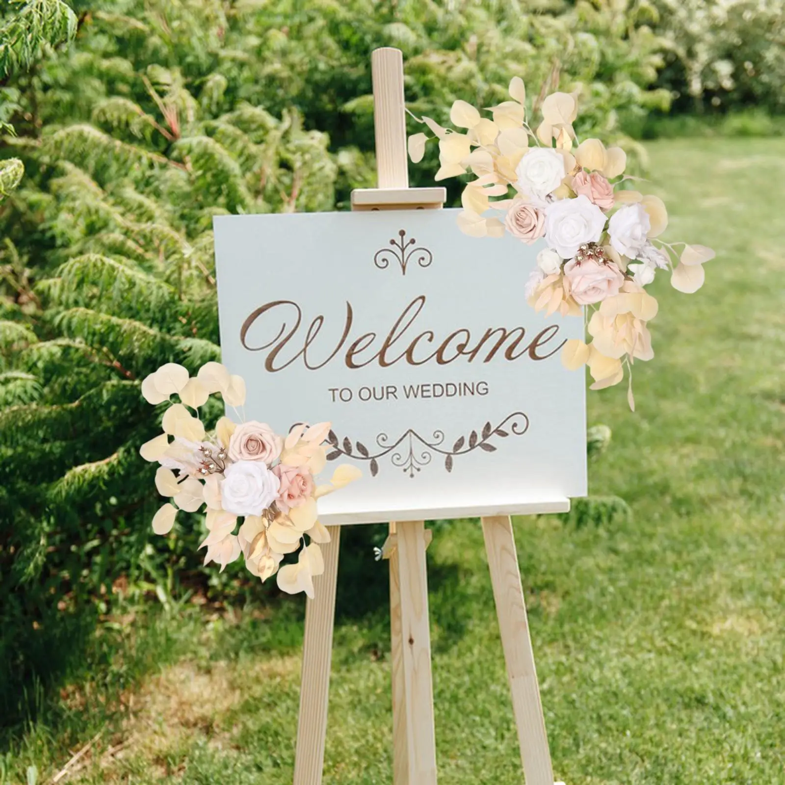 2x Wedding Arch Flower Swag Floral Arrangement Door Wreath Centerpiece Garland for Arbor Window Wedding Car Reception Wall