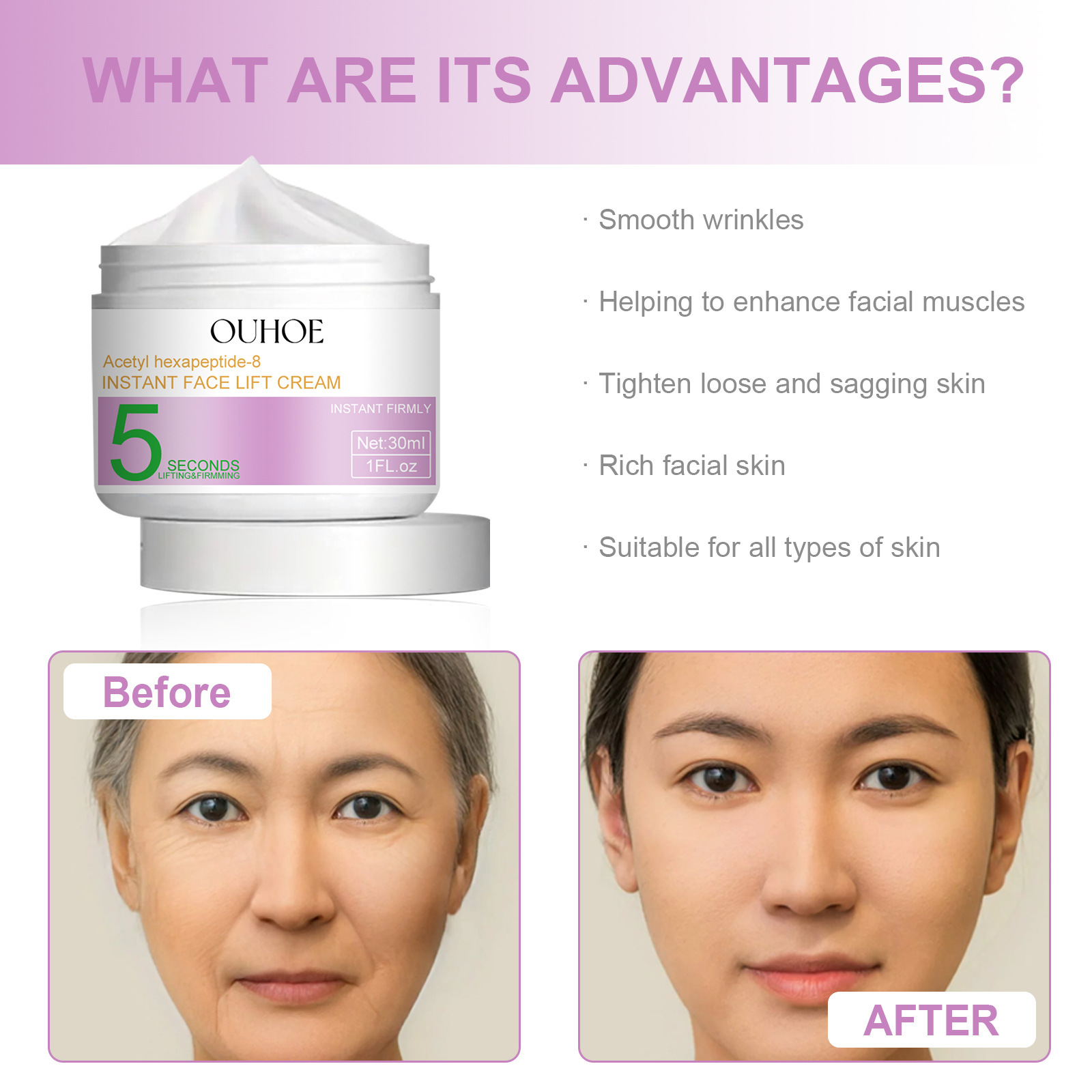 Rimozione delle rughe Crema per il viso Anti invecchiamento Idratante Dissolvenza Linee sottili Lifting Firm Migliora il gonfiore Sbiancamento Illumina la cura della pelle_voghion.com