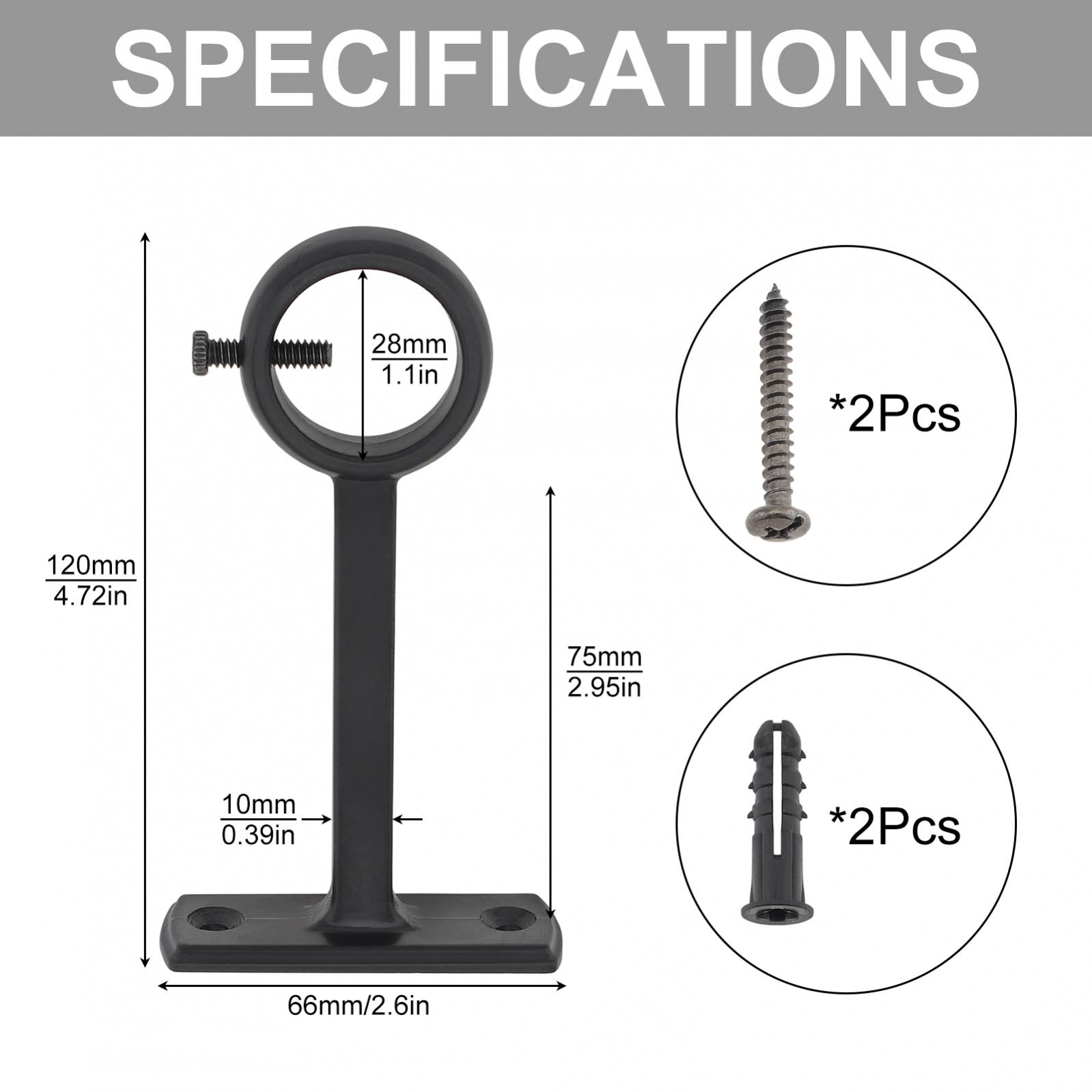Description Picture 3 of item1 Piece Aluminum Alloy Single Hole Curtain Rod Bracket Socket Pole End Supports for Bedroom / Living Room with Adjustable Screw