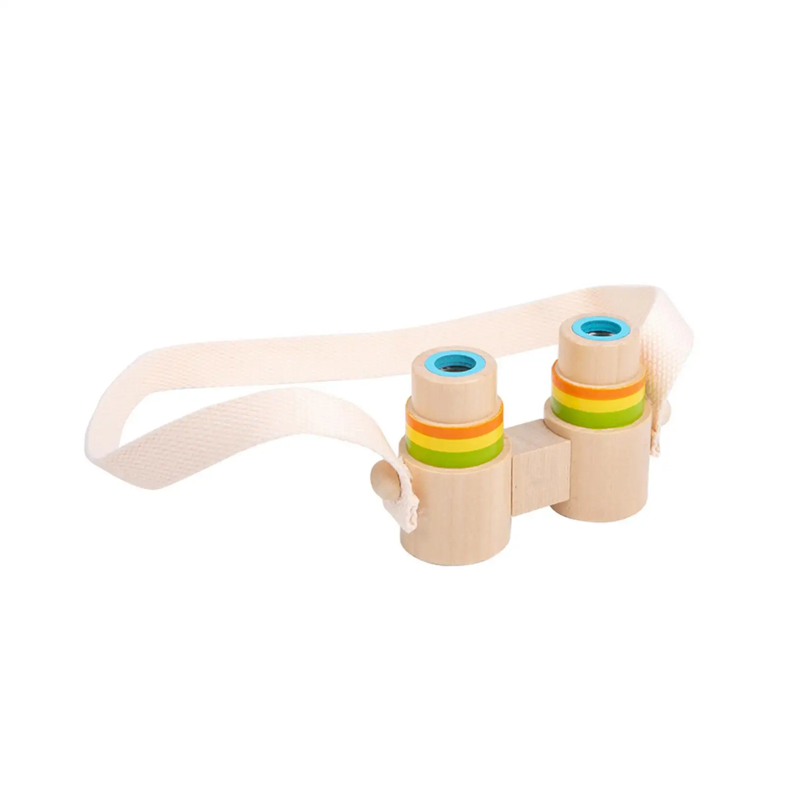 Wooden Binoculars Toy and Strap Children Magnification Toy Outdoor Toys for Boys Girls Toddlers Hiking Exploration