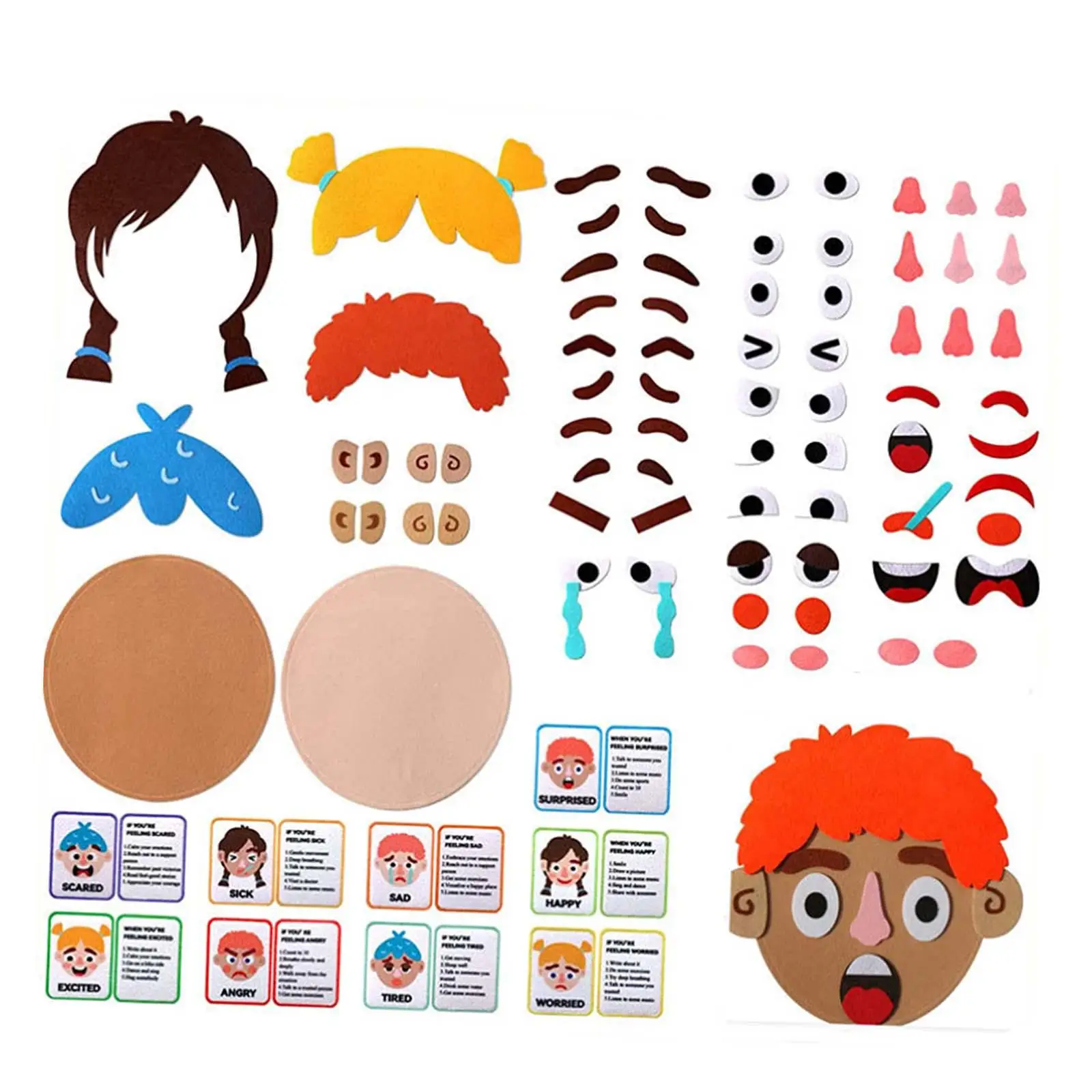 Social Emotional Learning Toy with 9 Emotional Cards Make A Funny Faces Stickers Games Funny Faces Games for Children Boys Kids