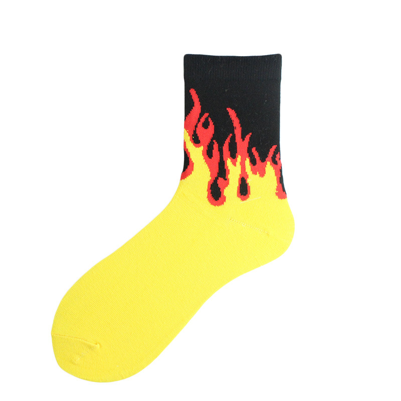 1 Paar Damenmode Hip Hop Hit Color On Fire Crew Socken Red Flame Blaze Power Torch Hot Warmth Street Skateboard Socken – Detail 11