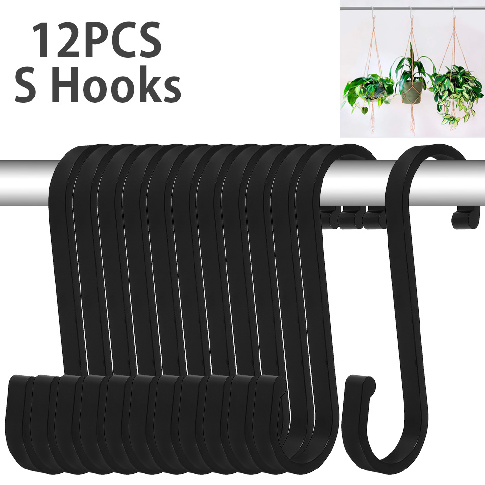 Description Picture 2 of item12Pcs S Hooks Metal S Shape Hooks Heavy Duty 304 Stainless Steel Flat Hooks S Shape Hangers For Hanging Plants Pots Pans Closet