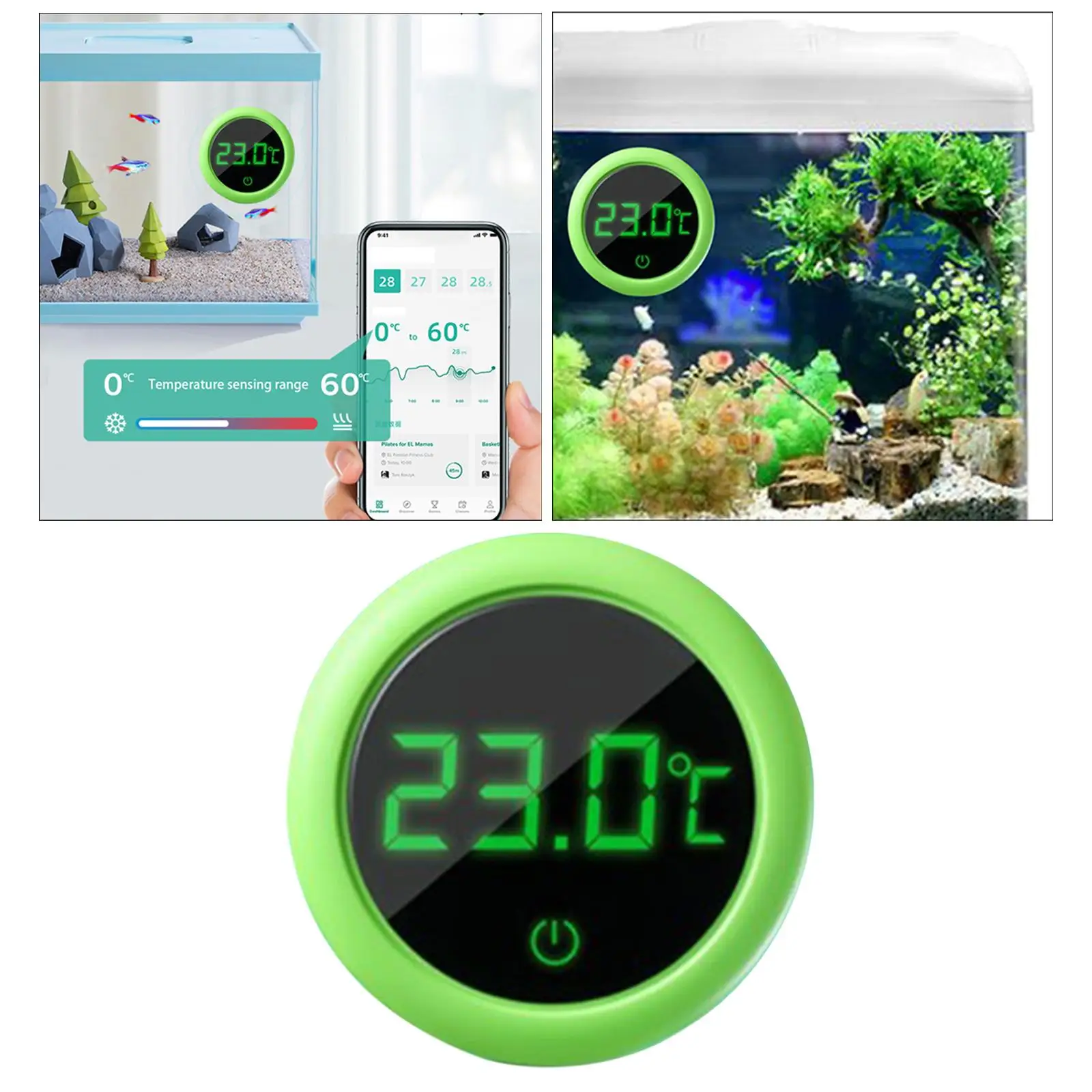 Digital Fish Tank Thermometer Instant Read High Accurate Stick On LCD Display Mini Aquarium Thermometer for Aquarium Fish Tank