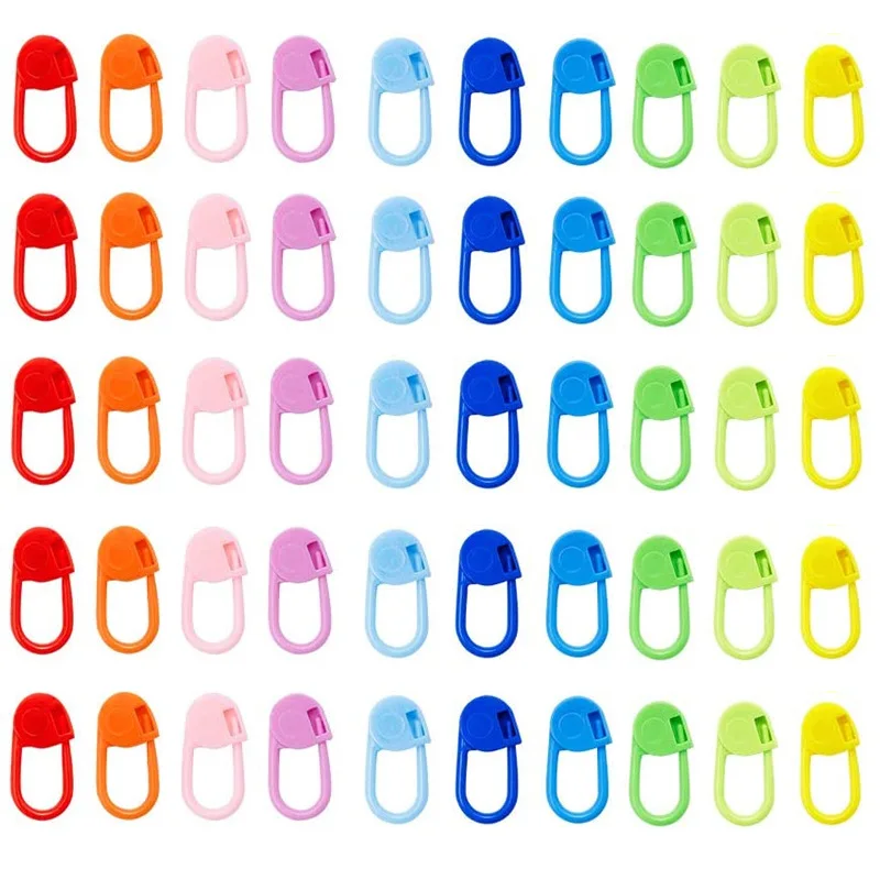 Description Picture 6 of item50-500pcs Mix Color Plastic Resin Small Clip Locking Stitch Markers Crochet Latch Knitting Tools Needle Clip Hook Sewing Tool
