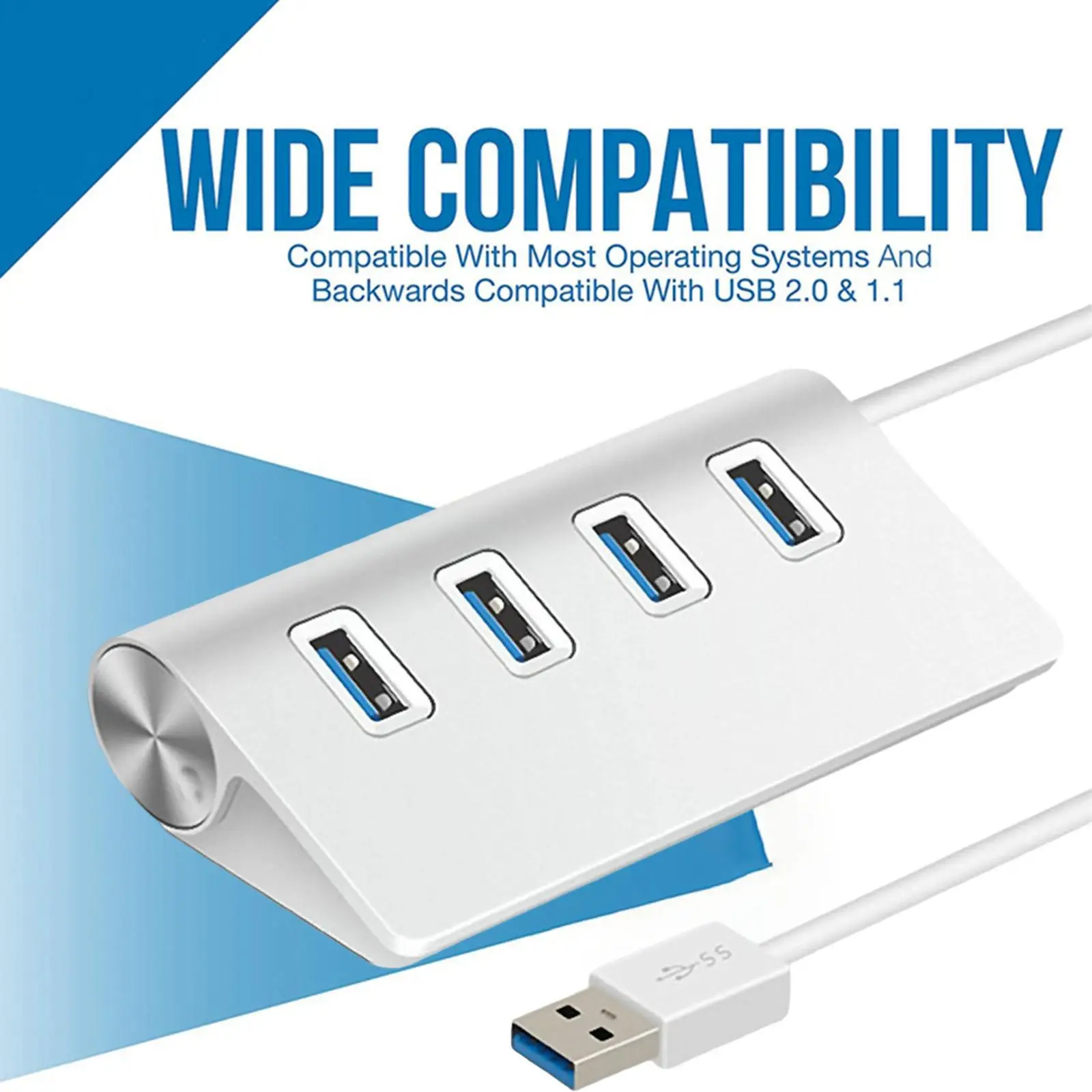 Aluminum USB 3.0 Hub 4 Port USB Extender 5Gbps High Speed Compact Multiport Adapter for Mouse Headset Flash Drive Laptop PC