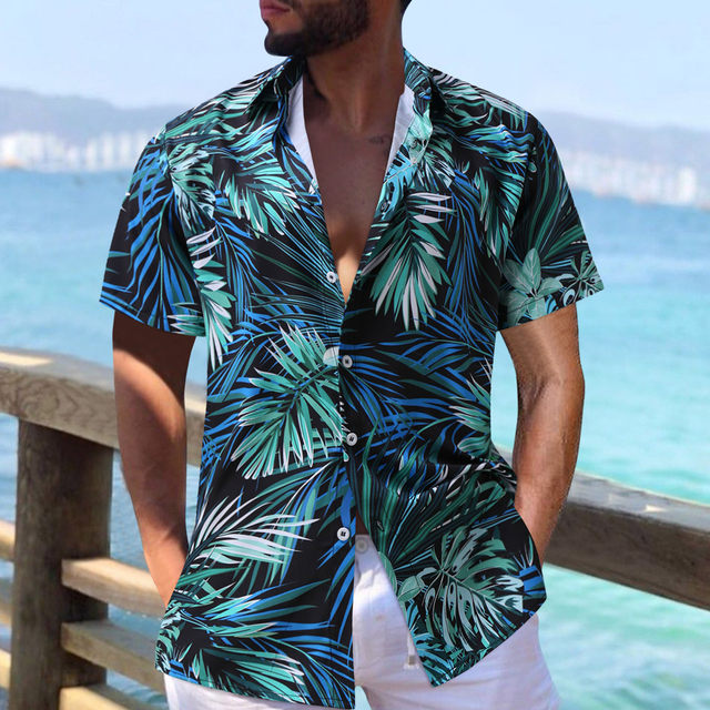 Mengen Hawaiian Shirt Cat Print Abstract Pattern Short Sleeve Loose Oversized Shirts Men and Women Summer Beach Casual Shirt Tops, Men's, Size: XL