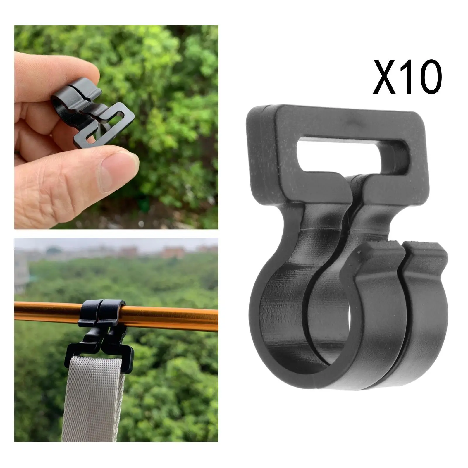 10Pcs Camping Tent Pole Hook Hooks Awning Windproof Inner Hanger Wind Rope