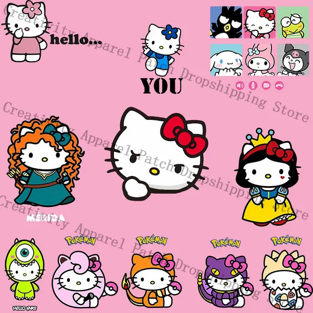 Hello Kitty Patch DIY Thermal Stickers T-Shirts Clothing Iron on