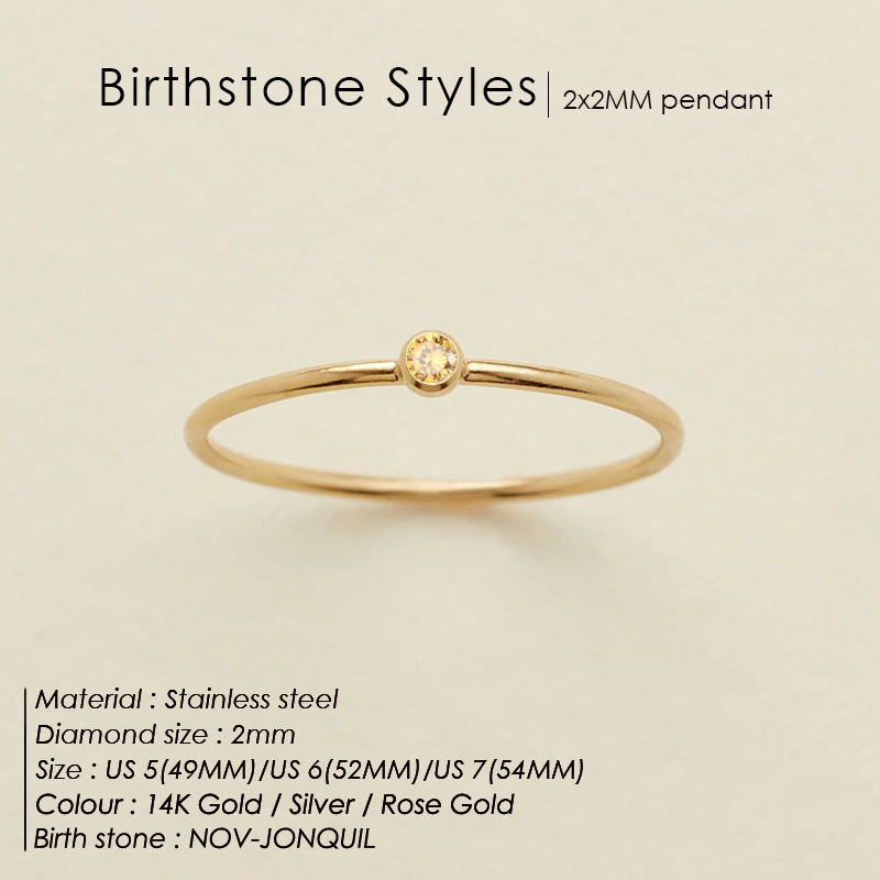 Damen-Ring mit Geburtsstein aus Edelstahl 316, goldene Farbe, schlichter modischer Stil für Frauen, Dezember, Festival, Party, Geschenk, Ringschmuck – Detail 10