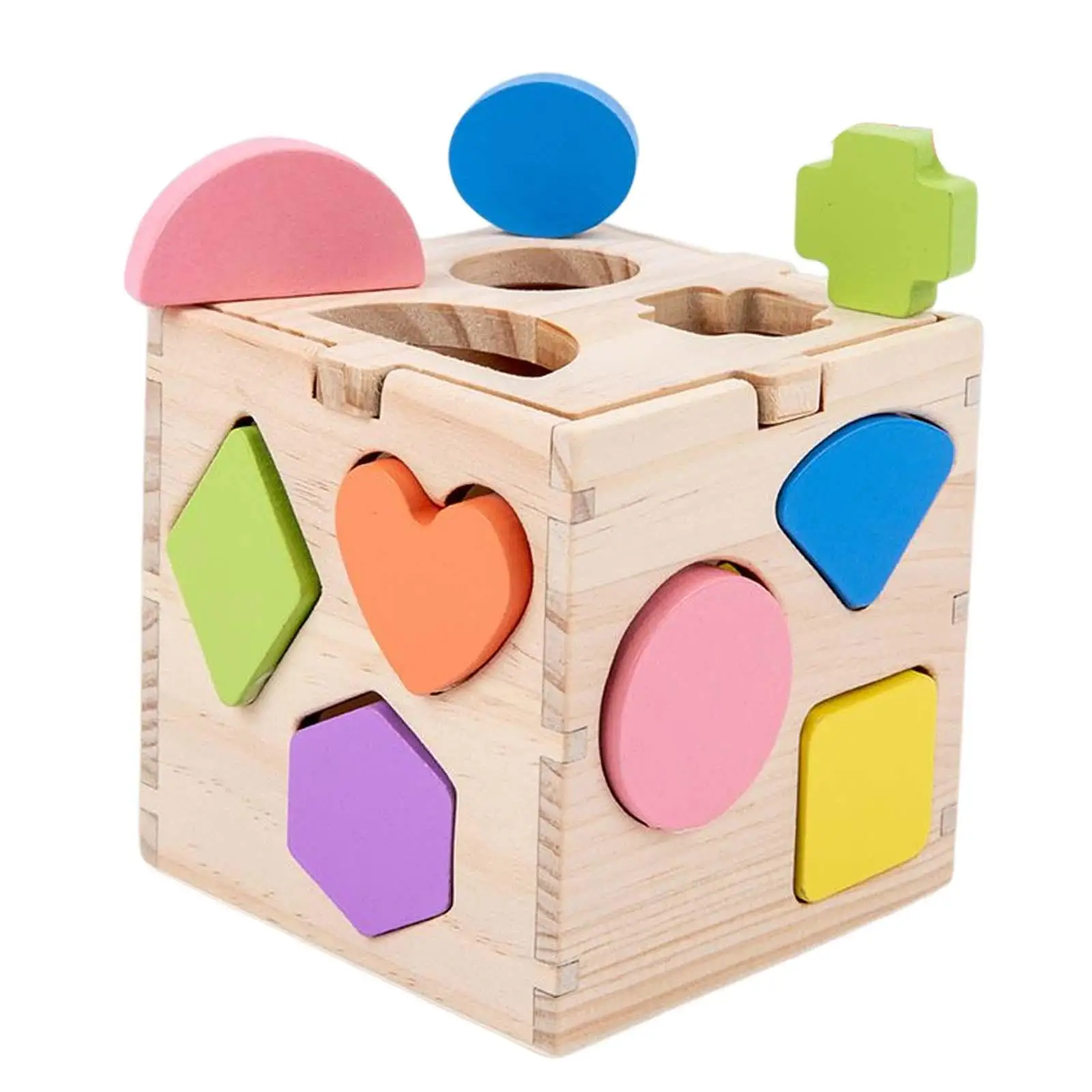 Wooden Geometric Shape Toy Educational Learning Toy Developmental Toy Develop Fine Motor Skill for Girls Children Holiday Gifts