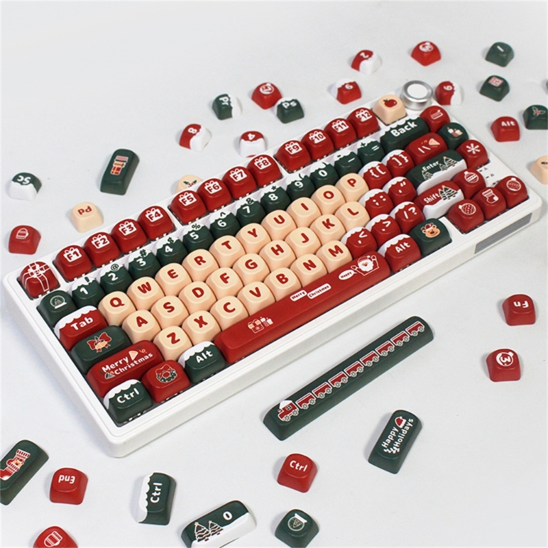 130key Weihnachten Themen Keycaps Moa Profil Pbt Keycap für 61 63 64 68 82 84 87 96 mechanische Tastatur – Detail 2