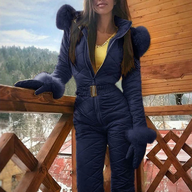 skipak dames eendelig warm skioverall warme winter hoodie