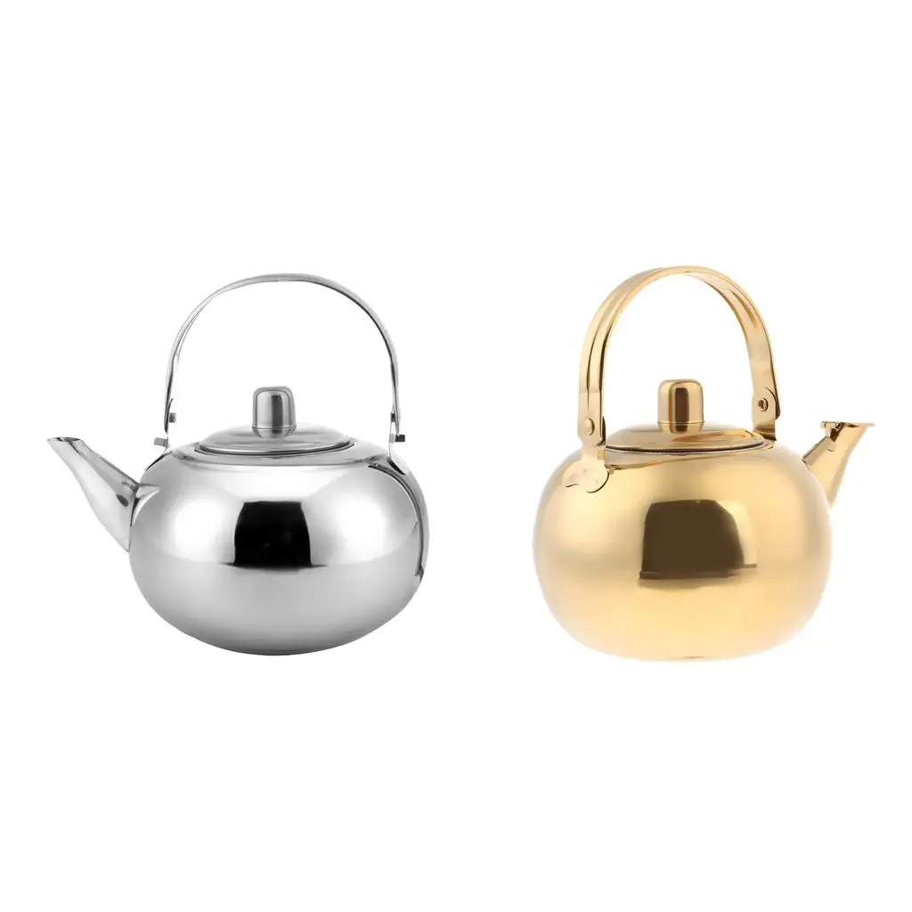 1000ml / 1500ml / 2000ml / 2500ml Durable Outdoor Camping Stainless Steel Tea Kettle   Gold
