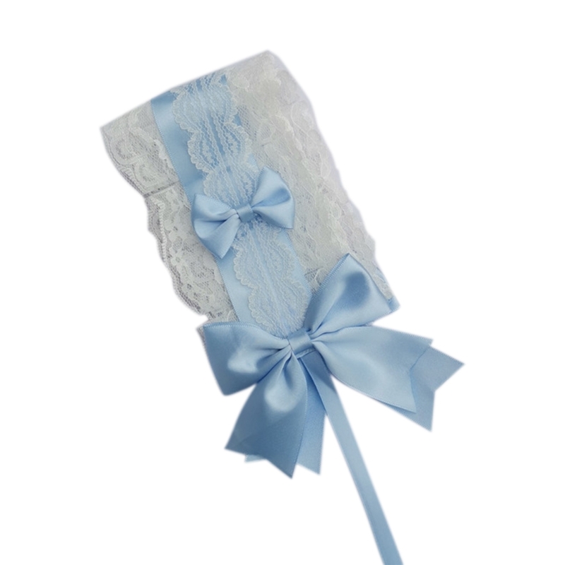Anime Maid Stirnband für Mädchen Lolita Rüschen Spitze Stirnband mit Band Bowknot Comic Show Mode Frauen Haarband Kopf bedeckung – Detail 9