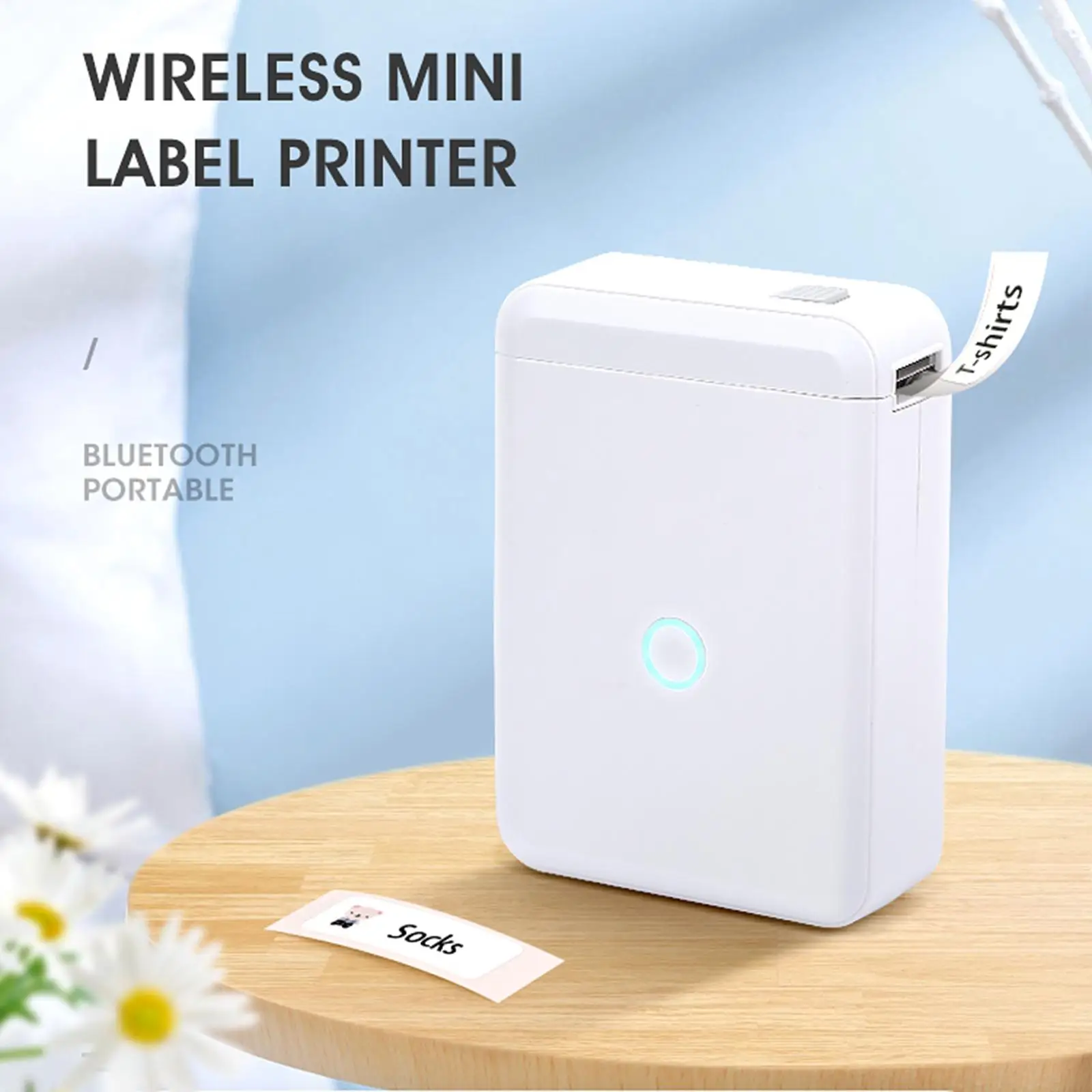 Portable D110 Label Maker Machine with 1 Roll Label Paper Sticker Maker Bluetooth Thermal Printer for Home Office No Need Ink
