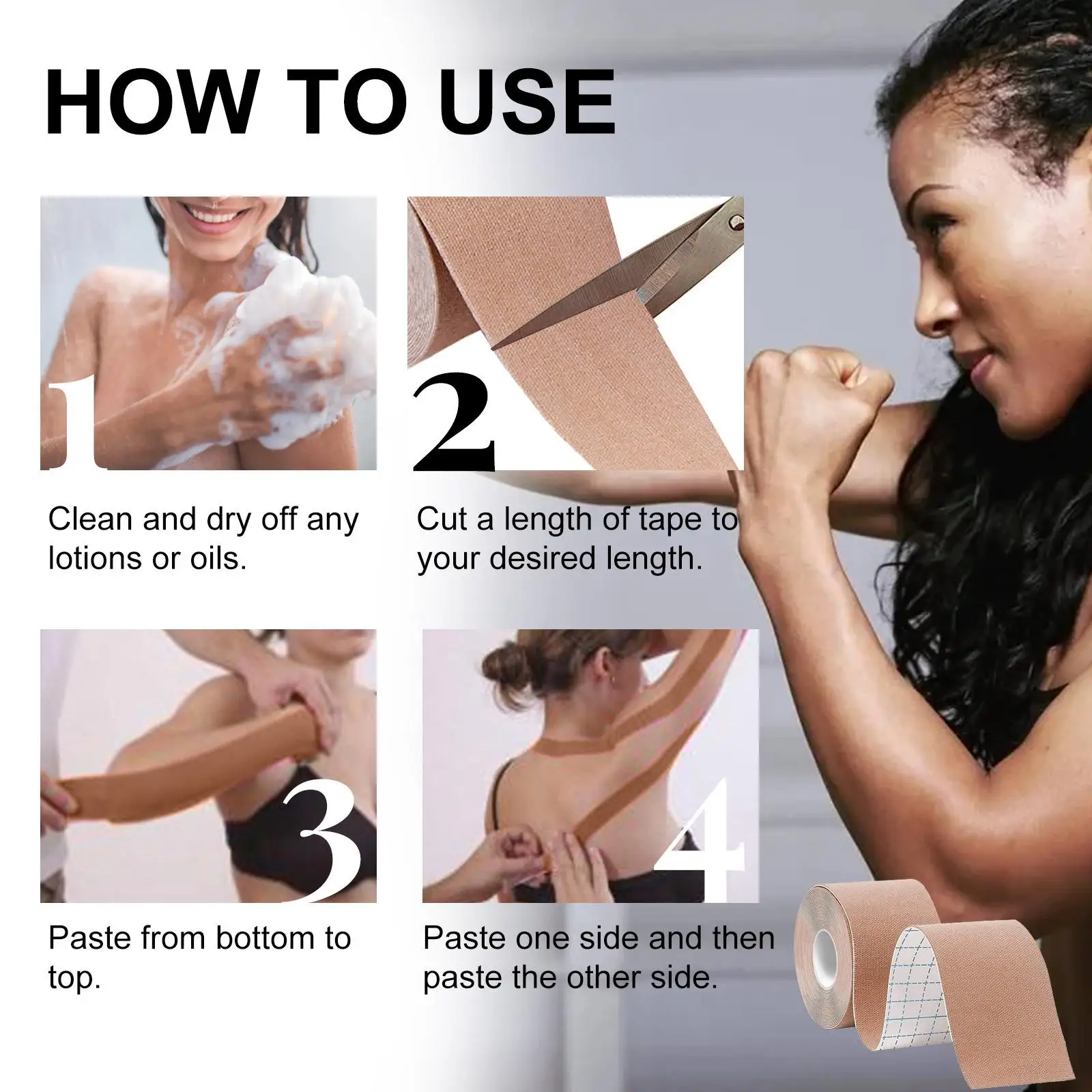  Bandage, Waterproof Sweatproof Elastic Breathable Wrap Tape for Sports Calves Elbows Shoulders  Women