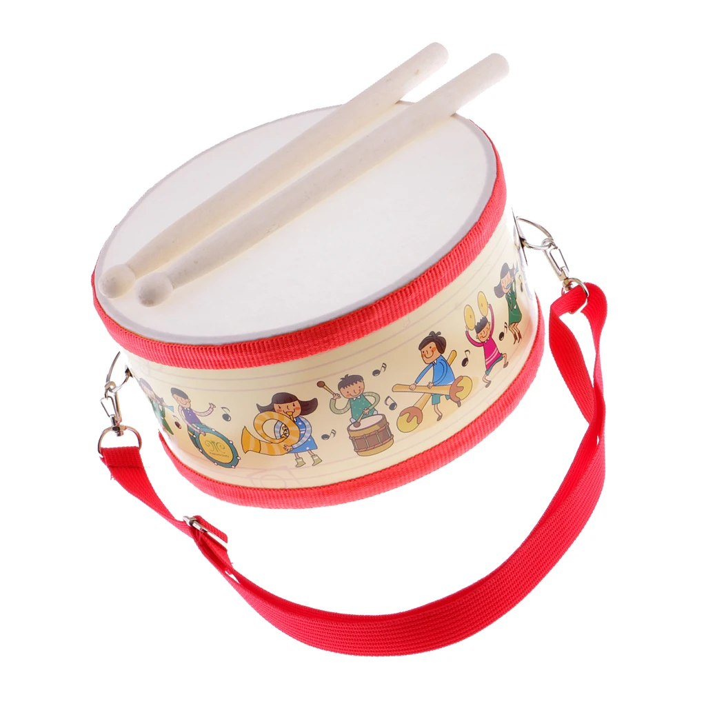 Mini Snare Drum W/ Wooden Sticks Belt For Kids Musical Toys 20.2 X 10cm