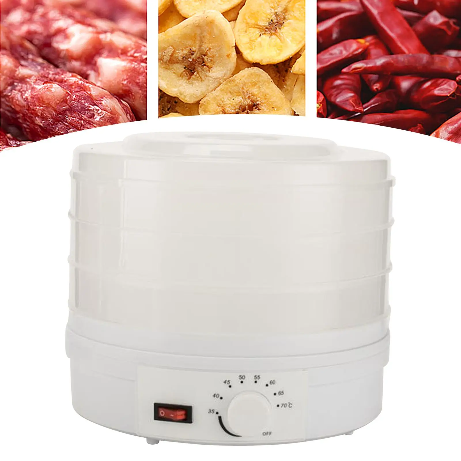 Food Fruit Dryer Machine 3 Layer High Capacity Durable Portable 110V Vegetable Dryer for Pet Meats Vegetable Kitchen