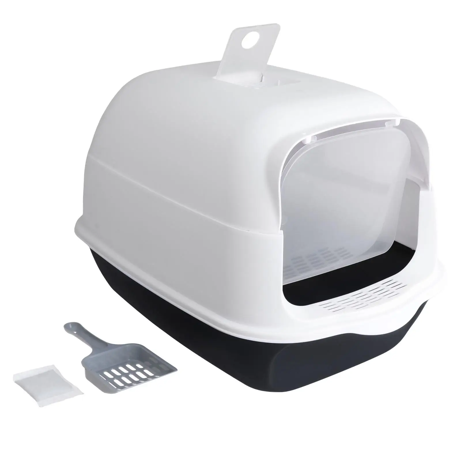 Hooded Cat Litter Box with Lid Enclosed Cat Toilet Reusable Kitten Potty