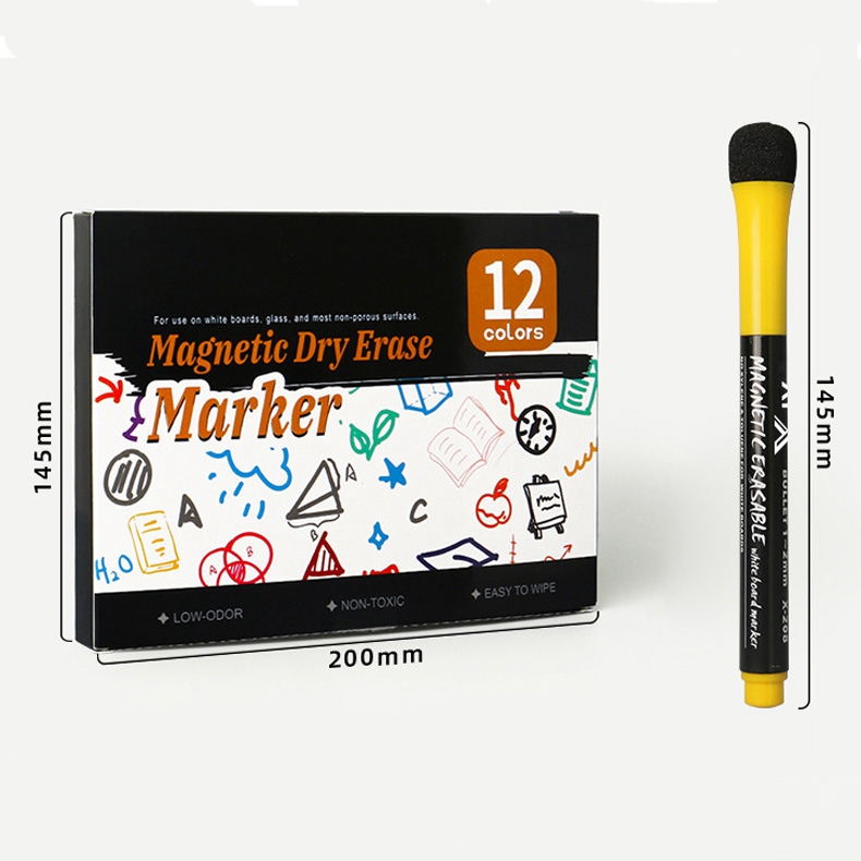 12 farben Schule Klassenzimmer Whiteboard Stift Trockenen Weißen Board Marker Gebaut In Radiergummi Student kinder Zeichnung Stift Schreibwaren – Detail 13