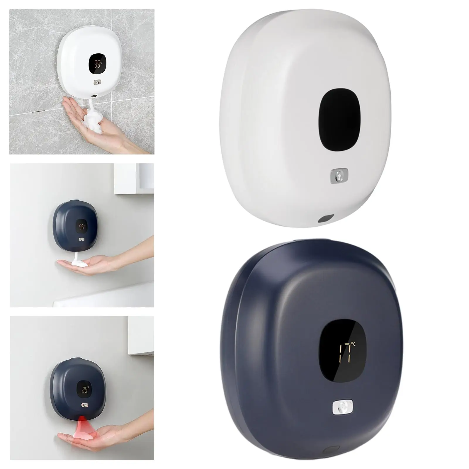 Wall Mount Automatic Soap Dispenser LED Display Hand Sanitizer USB 300ml Non Touch for Toliet Bathroom Countertop Household