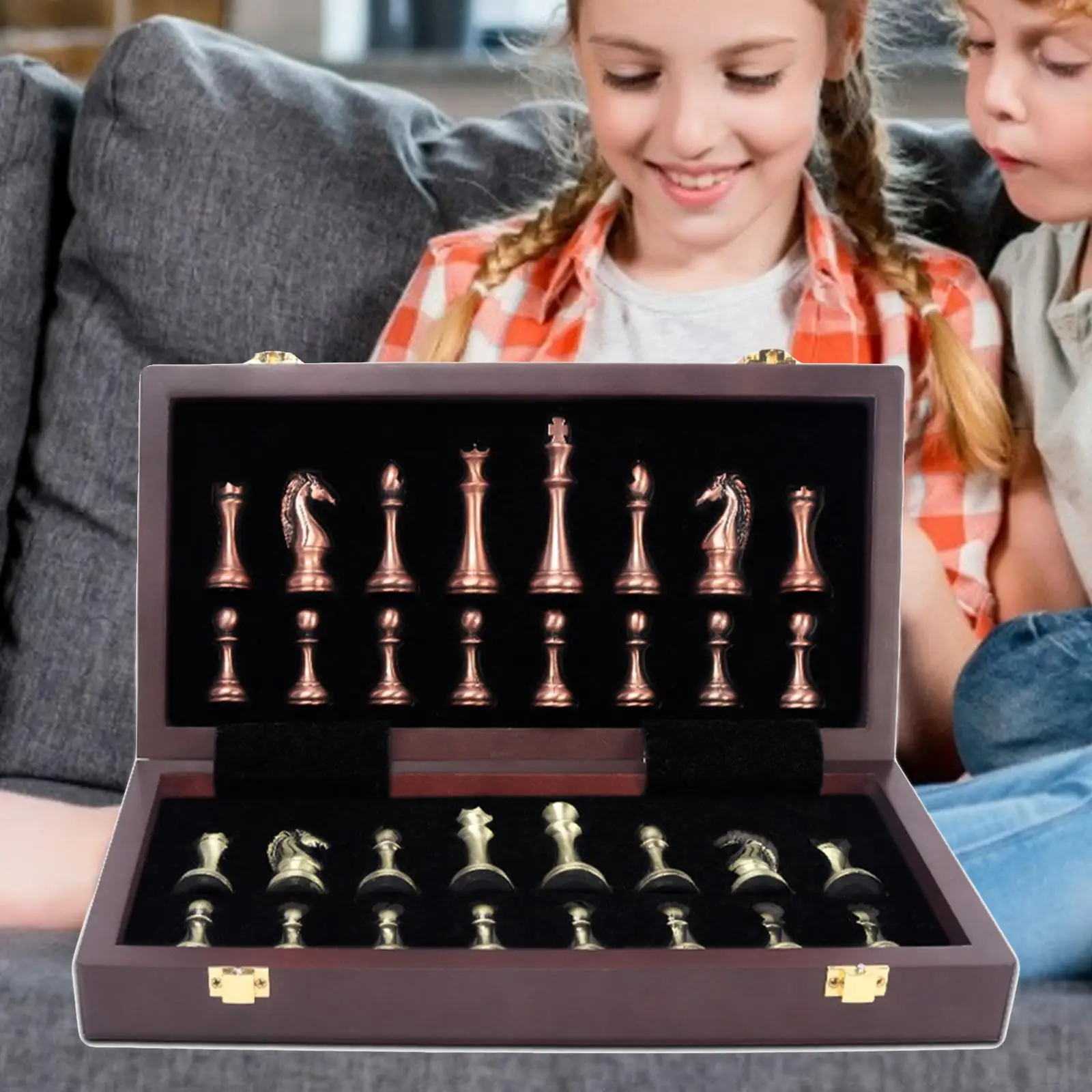 Metal Chess Set Standard  Chessboard Queens for Kids Beginners