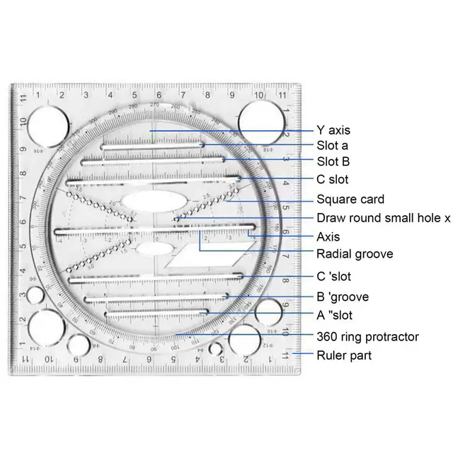 Multifunction Rotatable Drawing Template Ruler Mathematics Stereo Geometric  Ellipse Circle Art Design Drafting Measuring Tool