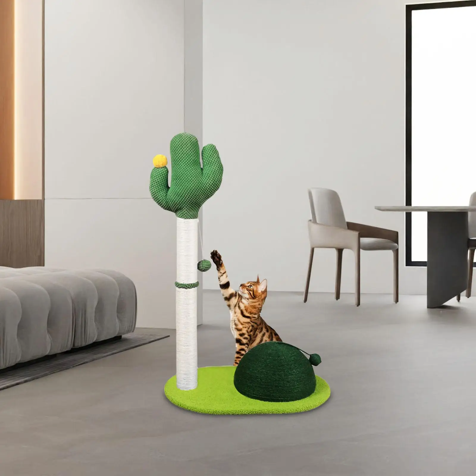 Cat Scratching Post with Dangling Balls Protect Your Furniture Vertical Green Tree Cat Climbing Post for Indoor Cats Kittens