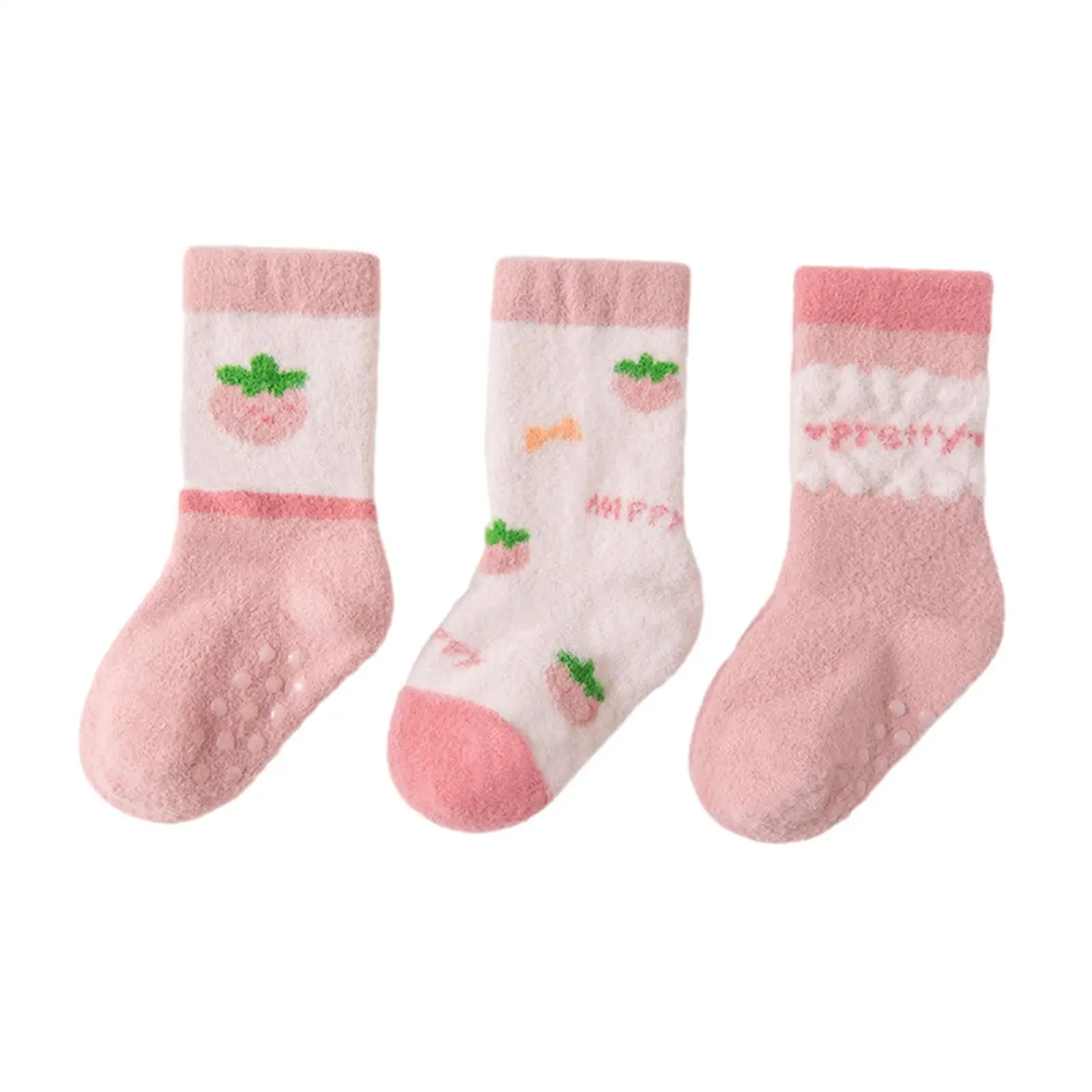 3 Pairs Baby Socks Non Slip Winter Socks for Infants Newborn Living Room