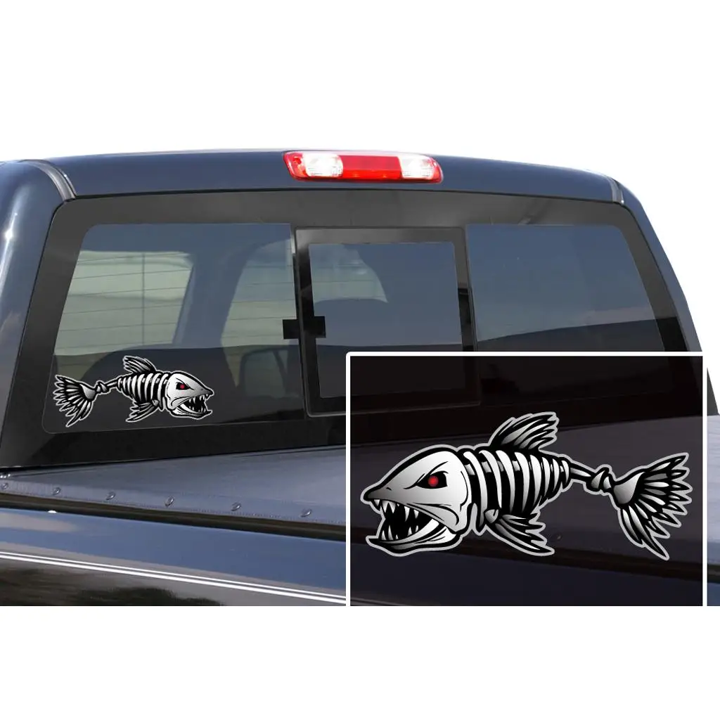 Waterproof Decal Sticker, Vinyl Self Adhesive Skeleton Fish Boat Stickers