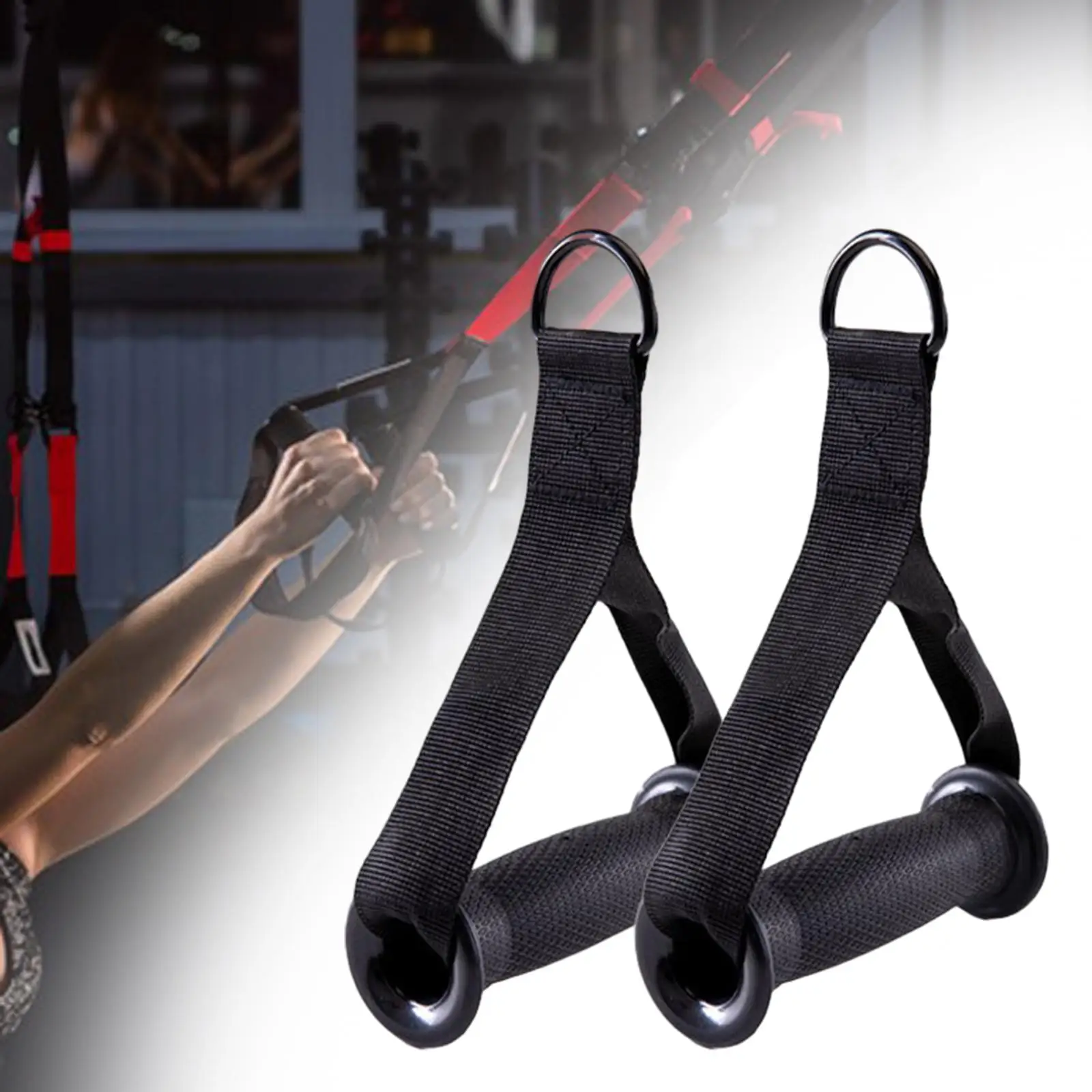 Resistance Band Handles Grips Black Exercise Handles for Strength Training Pilates Home Gym Equipment Pulley System Accessories