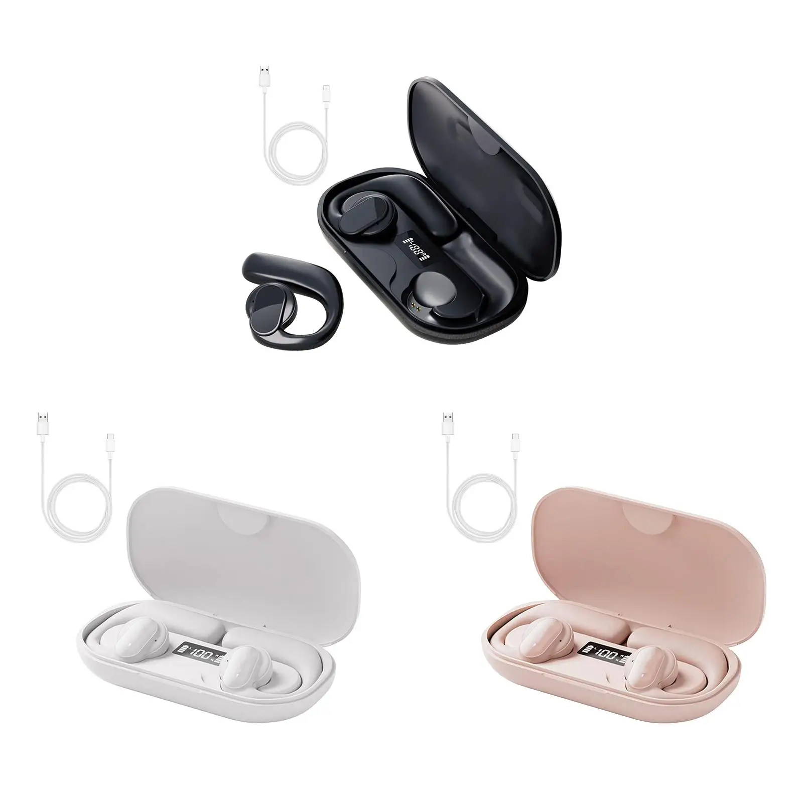 Bluetooth Headphones Stereo IPX6 Waterproof HiFi Ergonomic Ear Hooks Earphones for Sports Gaming All Smart Phones Laptop Working