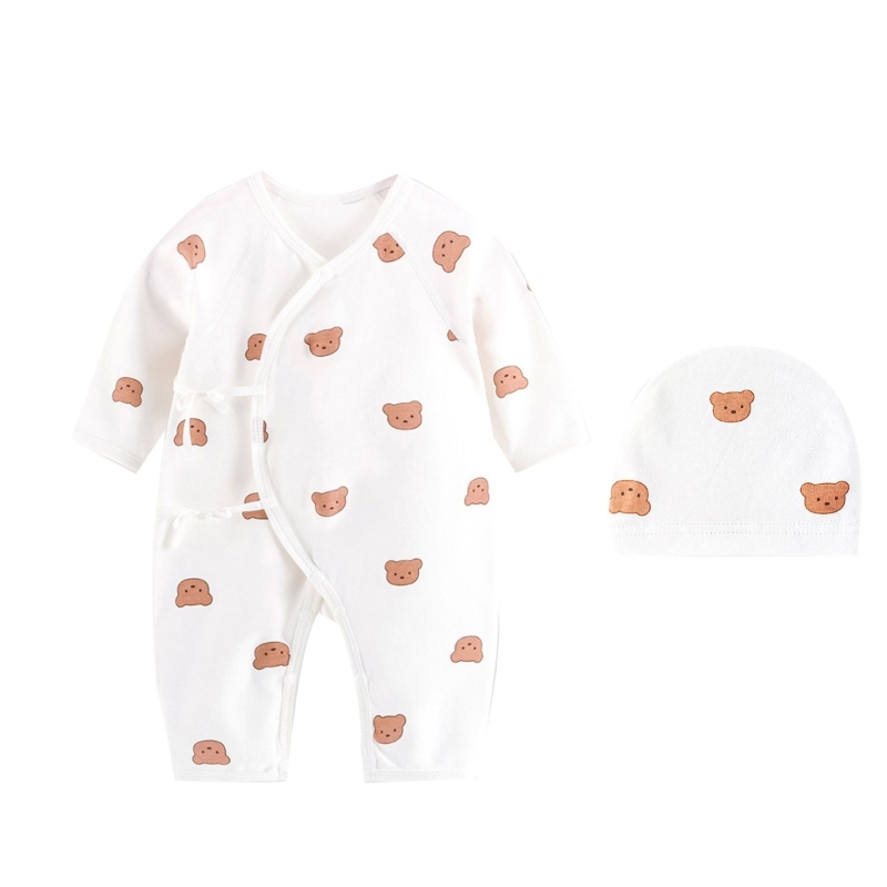 Cartoon Bär Overall Schädel Set Antistatische Baby Strampler Outfit Dusche Geschenk A2UB – Detail 10